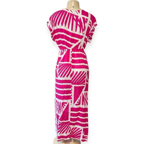 Elan Resortwear Maxi Dress Swim Slit Cover Up Pink Beach Boho Pool S - Picture 6 of 14